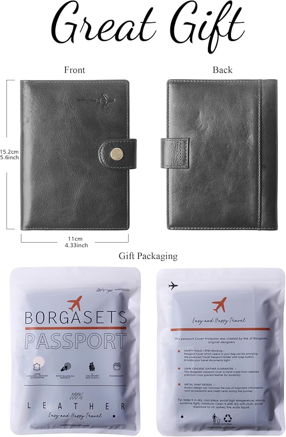 Genuine Leather Passport Case, RFID Passport Cover - Image 7