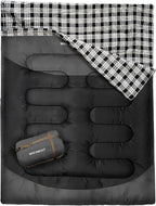 Double Sleeping Bag for Adults Machine Washable 2 Person Camping Sleeping Bag by WKFAMOUTCAMP
