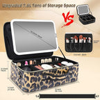 Large Travel Makeup Bag with LED Mirror, 3-Color Stepless Dimming Stand Mirror - Image 3
