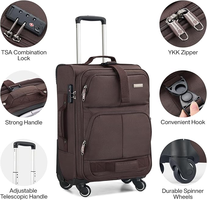 Hanke 20 Inch Softside Expandable Carry On Luggage - Image 4