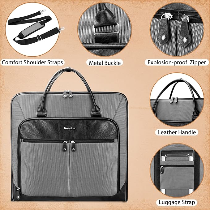 Garment Bag Travel Large Leather Carry On Suit Bag - Image 5