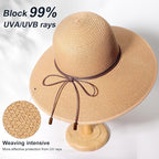 DRESHOW Beach Hats for Women Big Straw Wide Brim Summer Hat Floppy Foldable - Image 2
