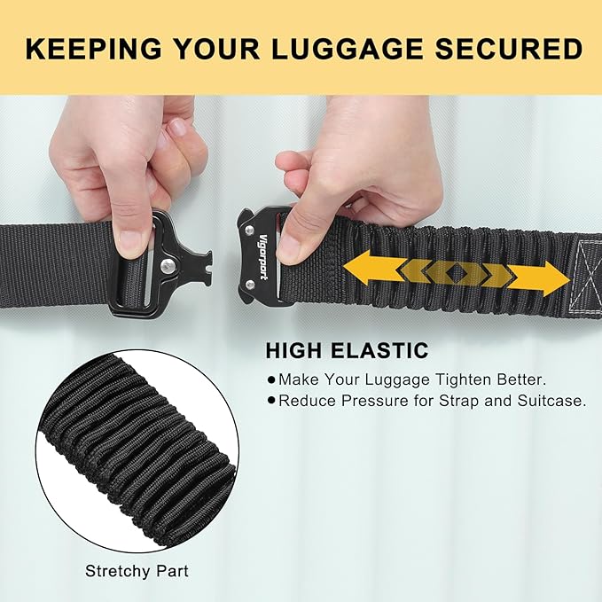 Vigorport Luggage Straps for Suitcases 2 Pack, Heavy Duty Metal Buckle Luggage - Image 3