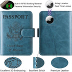 Airtag Passport Holder Cover Wallet Travel Essentials Leather Rfid Blocking - Image 3