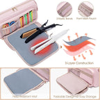 Fasrom Hair Tools Travel Bag with Heat Resistant Mat for Flat Iron, Curling Iron and Hair Straightener, 2 in 1 Hair Dryer Travel Case to Organize Hair Styling Tools, Pink (Patent Design)