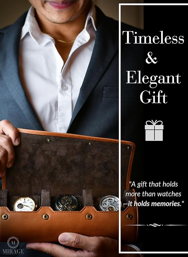 Watch Travel Case for Men – Leather Watch Roll Case Organizer – 3 Watches - Image 3