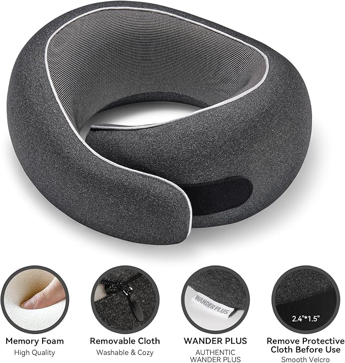 WANDER PLUS® Genuine Travel Pillow, 100% Pure Memory Foam Neck Pillow - Image 4
