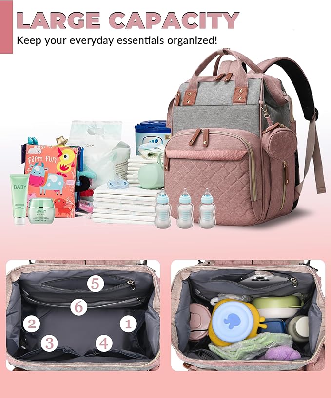 Diaper Bag with Changing Station, Waterproof 3 in 1 Baby Diaper Backpack with - Image 5