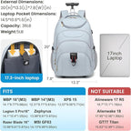 Boavan Rolling Backpack for Women, 17.3 Inch Wheeled Laptop Backpack, Large - Image 2