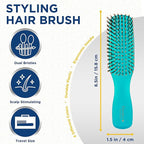 Giorgio GION2B Neon Blue 6.25 inch Gentle Touch Detangler Hair Brush for Men Women and Kids. Soft Bristles for Sensitive Scalp. Wet & Dry for all Hair Types. Scalp Massager Brush Stimulate Hair Growth