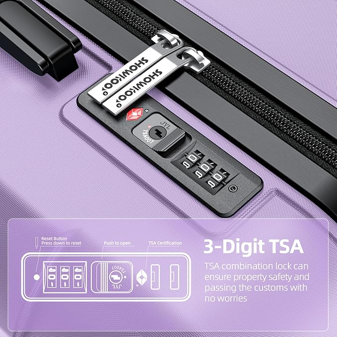 SHOWKOO Luggage Sets Expandable PC+ABS Durable Suitcase Double Wheels TSA Lock - Image 4