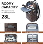 Vegan Leather Laptop Backpack for Women&Men, 16 Inch Expandable Backpack - Image 3