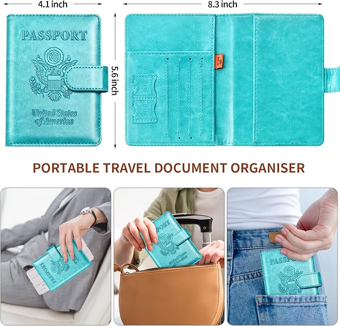 Herain Passport Holder for Travel Cruise Essentials, RFID Passports Book Card - Image 3