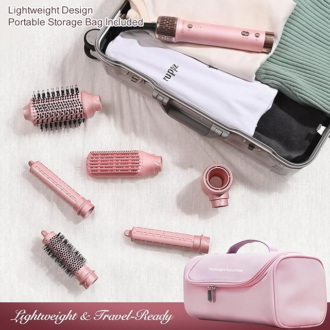 StyleVibe 6-in-1 Air Styler, Hair Dryer & Blow Dryer Brush with Auto-Wrap Curl L/R, Fast Drying, Smooth Blowouts, Root-Lift Volume, No Heat Damage Frizz-Free Thermal Brush, Gifts for Women