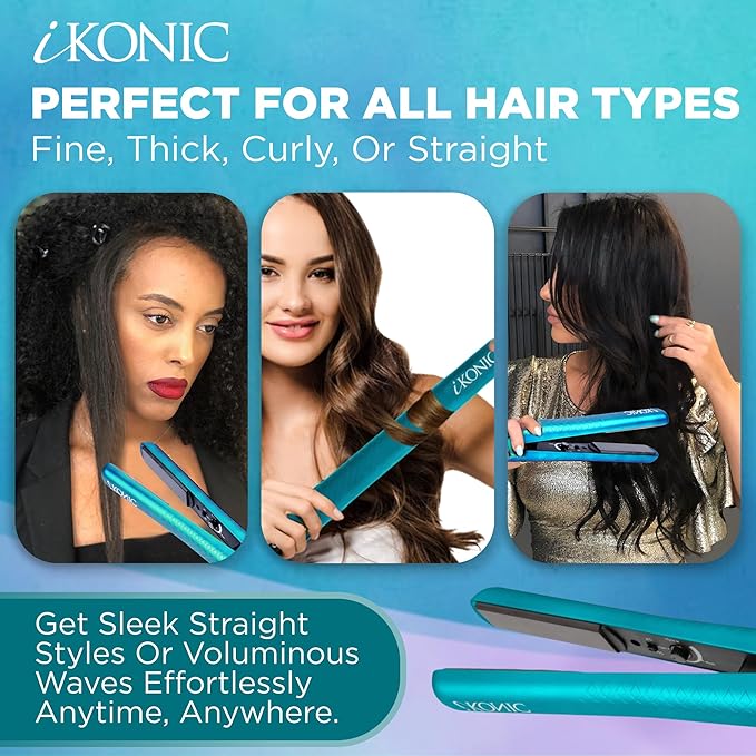 IKONIC 1.25” Floating Plates, 100% Pure Ceramic Hair Straightener & Flat Iron – Fast Heating, Anti-Static, Infrared Technology – Frizz-Free, Sleek Hair Styling Tool for Women & Professionals