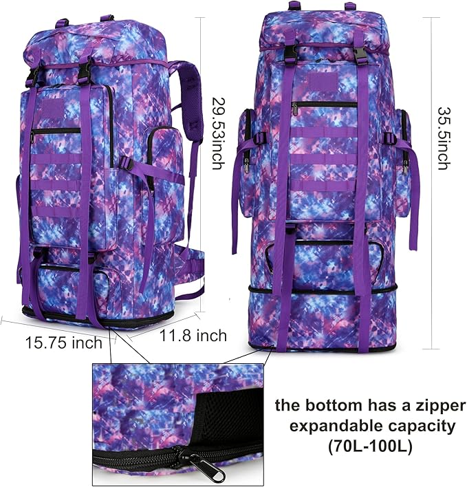 Hiking Backpack for Men 70L/100L Camping Backpack Military Rucksack Molle 3 - Image 4