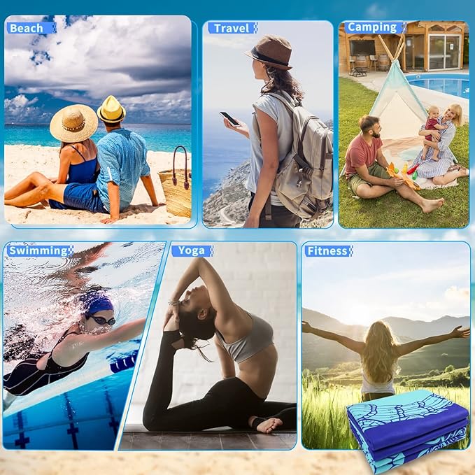 6 Pack Microfiber Oversized Lightweight Beach Towel 71x32 Extra Thin Large Sand - Image 7