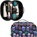 Makeup Organizer Bag, Stars Purple Skulls Travel Makeup Bags Makeup Vanity Case Large Capacity Rhombus Cosmetic Toiletry Bag for Girl Women Ladies