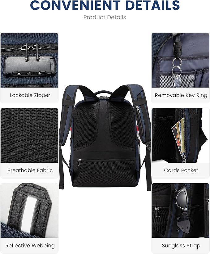 LOVEVOOK 17 inch Blue&White Travel Laptop Backpack - Image 5