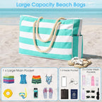 Becokan Beach Bags for Women Large Waterproof Beach Tote Bag Zipper Beach Bags - Image 5