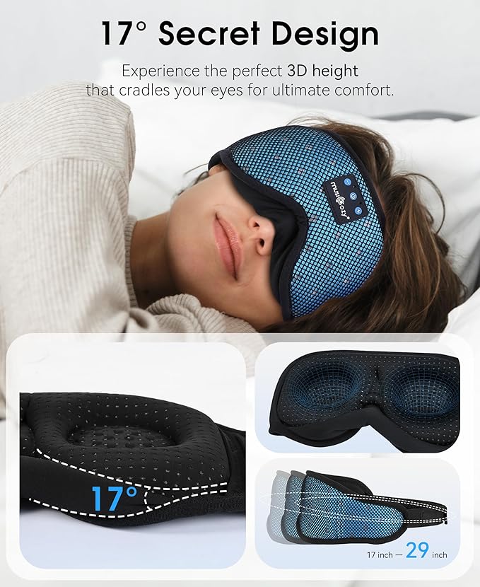 MUSICOZY Sleep Headphones Breathable Sleep Mask Bluetooth 5.4 Wireless - Image 5
