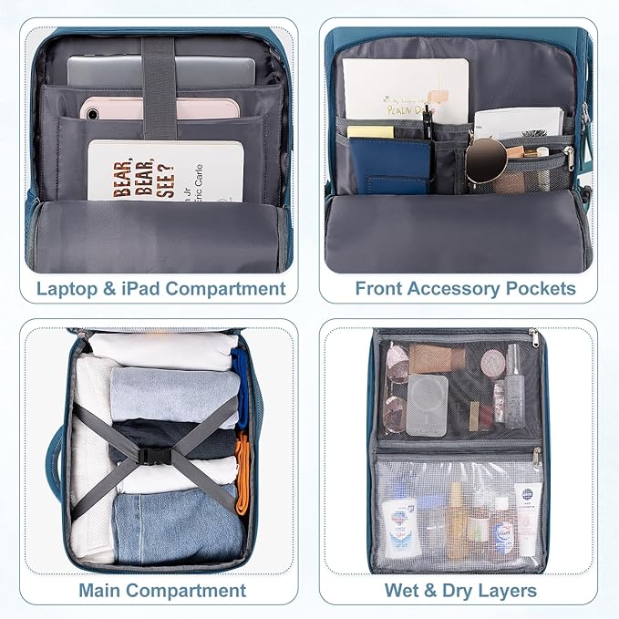 Travel laptop Backpack for Men Women, Personal Item Size Flight Approved - Image 8