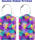 Set of 2 Purple Leaves of Palms Tree Luggage Tags - Image 4