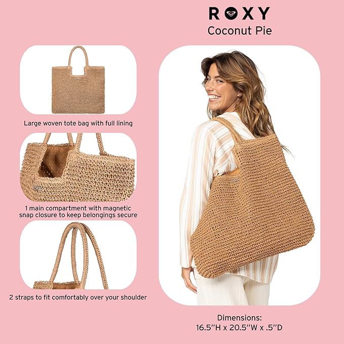 Roxy Women's Beach Tote Bag | Travel | Vacation | Straw | Lightweight | - Image 6