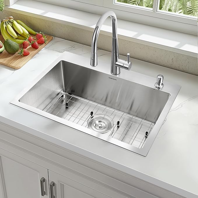 25-Inch Drop-In Kitchen Sink, SINKVINE 25" x 18" Stainless Steel Indoor and - Image 2