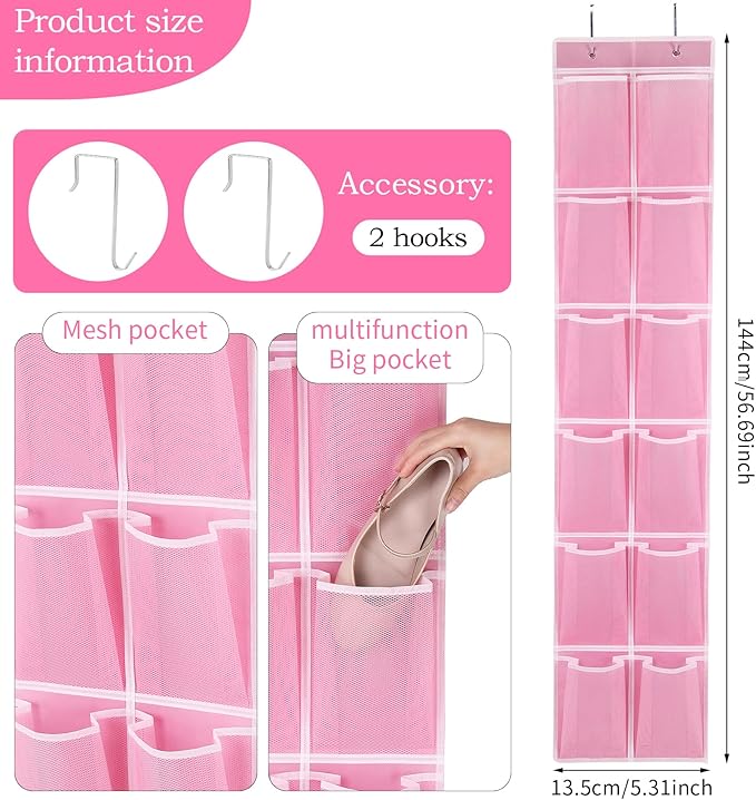 Over the Door 12 Pocket Hanging Shoe Organizer - Image 4