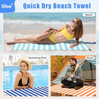 Sfee 2 in 1 Microfiber Beach Towel, Quick Dry Towel Camping Towel Travel Towel - Image 4
