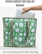 Cotton Quilted Tote Bag for Women – Large Beach & Travel Tote - Image 4
