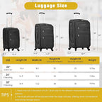 Merax Softside Luggage Set Softshell Lightweight 3 Piece Spinner Suitcase - Image 2