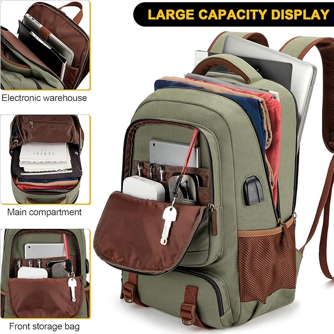 Tzowla Canvas Laptop Backpack, Bag - Image 4