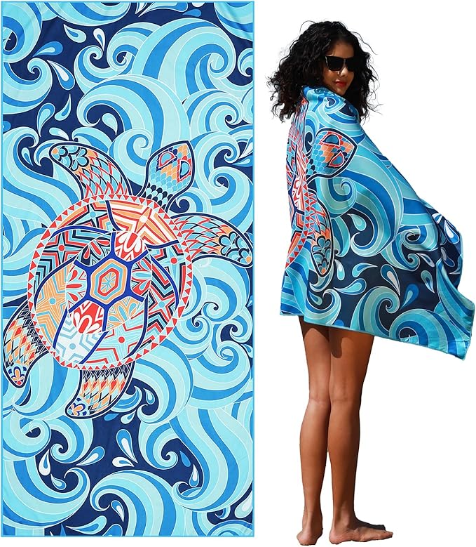 Microfiber Lightweight Thin Beach Towel Sand Free Quick Dry Absorbent Compact by WIDDONEN