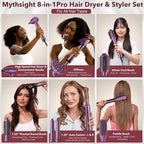 StyleVibe 8-in-1 Air Styler, Hair Dryer & Blow Dryer Brush with Travel Case - Auto Wrap Curls (L/R), Fast Drying, Thermal Round Brush for Smooth Blowouts & Frizz-Free Volume, No Heat Damage