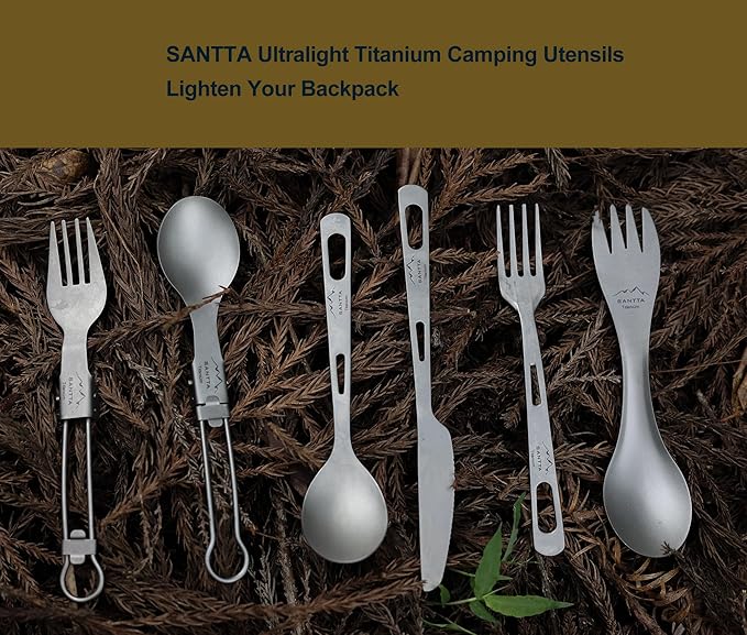 SANTTA Titanium Camping Utensil Set, Titanium Spork, Spoon Fork & Bottle Opener - Image 8