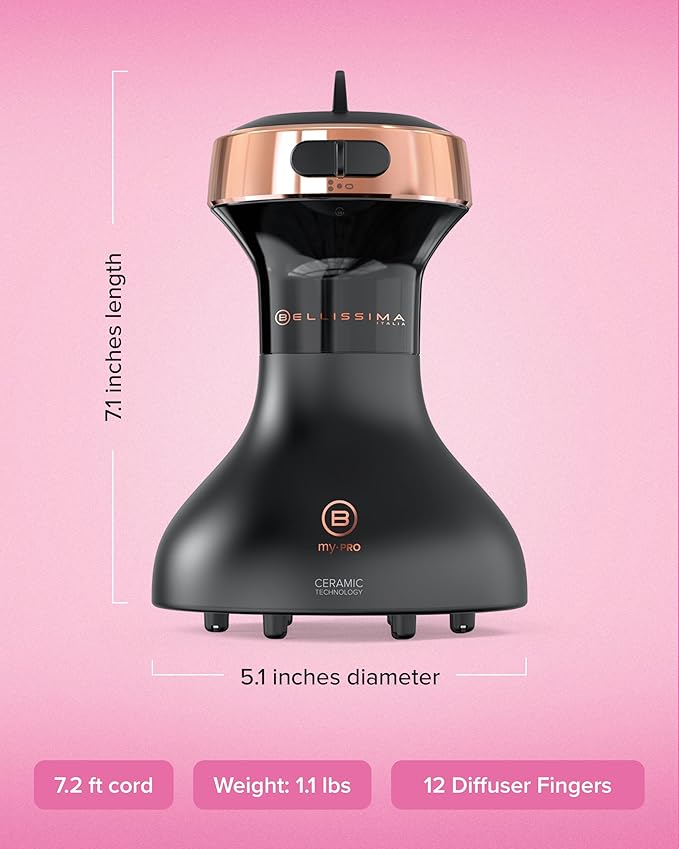 Bellissima Diffon Ceramic Diffuser Hair Dryer for Curly Hair - 2-in-1 Blow Dryer with Diffuser - Reduces Frizz, Defines Curls, Volumizes - Lightweight, Compact, Easy Hold Handle