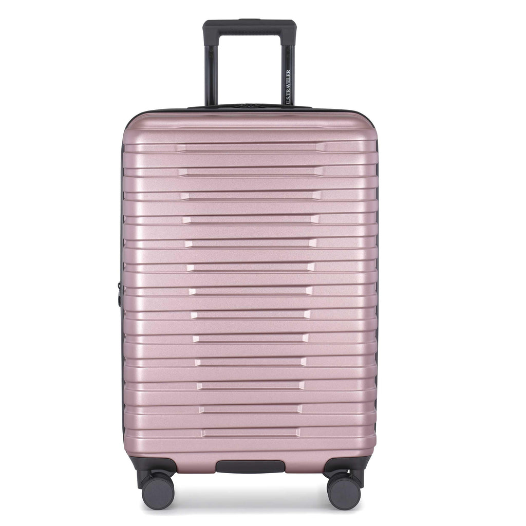 Boren Expandable Hardside Rugged Travel Luggage with 8 Spinner Wheels (Checked-Medium 26-Inch, No USB Port / Orchid)