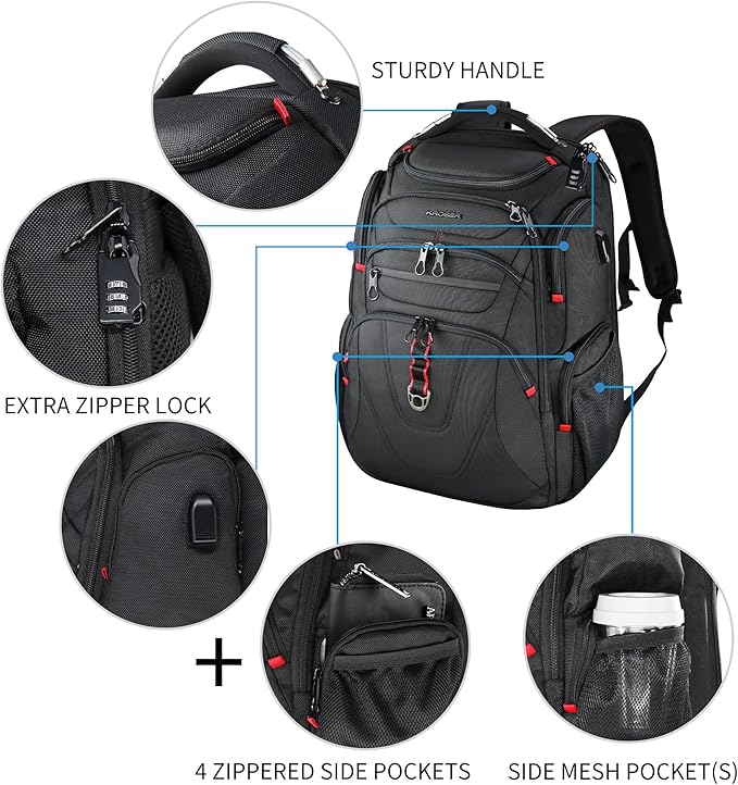 KROSER TSA Friendly Travel Laptop Backpack 17.3 inch XL Computer Backpack - Image 5