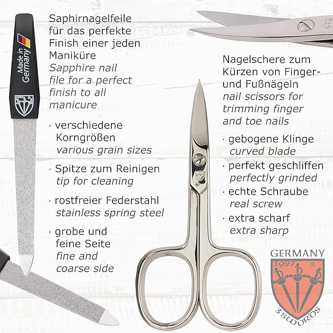 3 Swords Germany – brand quality 10 piece manicure pedicure grooming kit set - Image 2