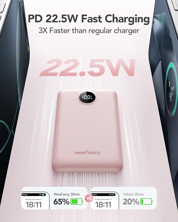 Mini Portable Charger with Built-in Cables 22.5W Fast Charging Power Bank USB-C - Image 3