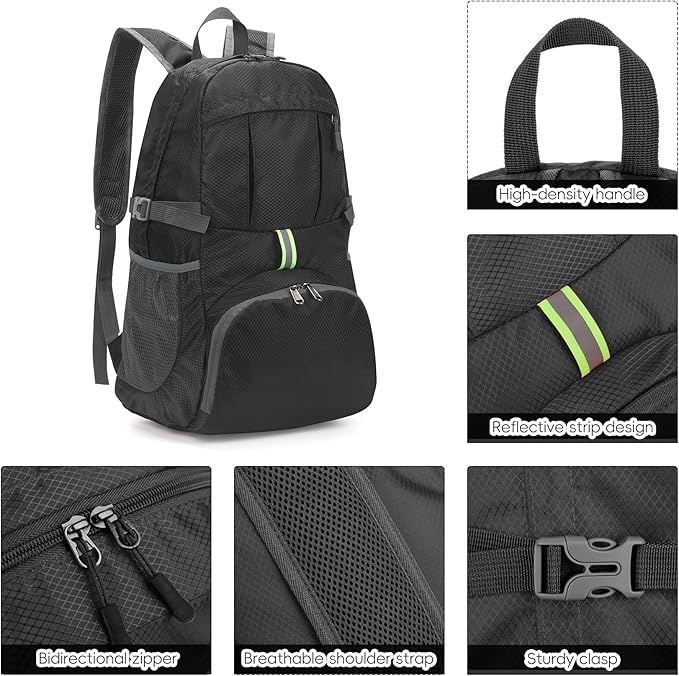 Yaopeing Lightweight Backpack, 25L Foldable Hiking Packable, Water Resistant - Image 8