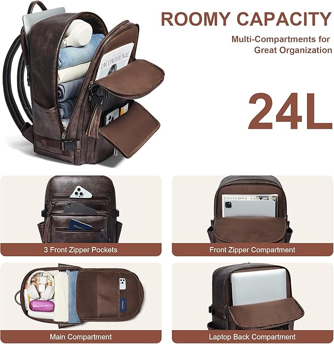 Shrrie Laptop Backpack for Women, Vegan Leather Backpack Work Computer - Image 3