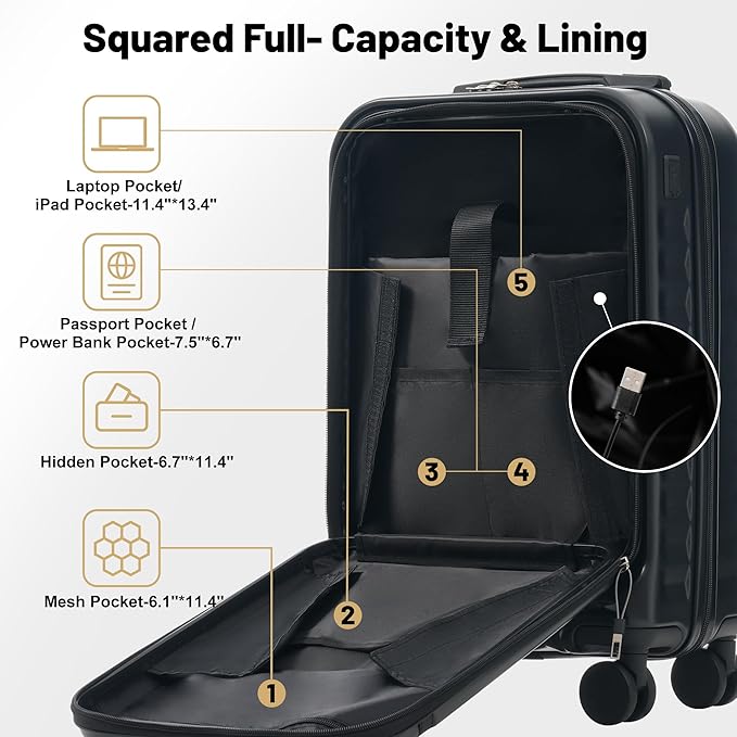 Merax Luggage Sets Front Opening, 2 Piece Hardshell Suitcase - Image 3
