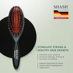 SHASH Since 1869 Hand Made In Germany - Nylon Boar Bristle Brush Suitable For Normal to Thick Hair Gently Detangles, No Pulling or Split Ends - Softens Improves Hair Texture, Stimulates (Extra Small)