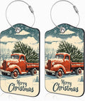 Vintage Red Truck wtih Christmas Tree Set of 2 Luggage Tags by Unknown