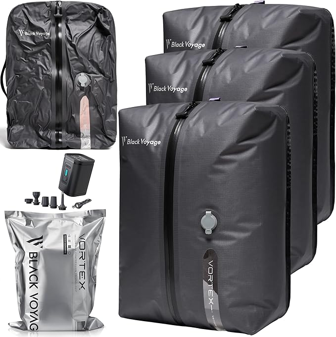 Black Voyage Reusable Vacuum Compression Travel Bag by BlackVoyage