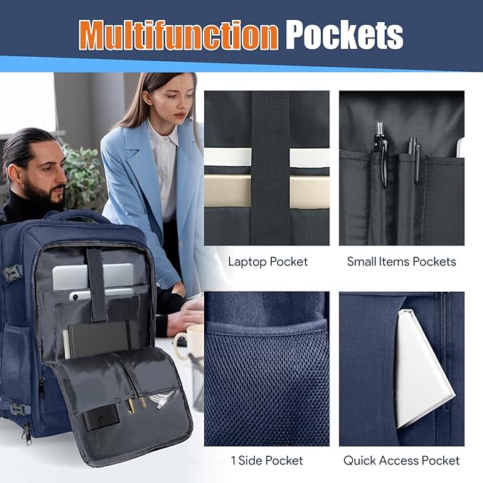 55L Travel Backpack, Extra Large Laptop Backpack, Carry On Backpack, Expandable - Image 4