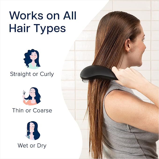 Crave Naturals Glide Thru Detangling Brush, Detangler Brush for Curly, Straight, Wet and Dry Hair Comb for Adults and Kids, Hair Accessories for Women, Black (Pack of 2)